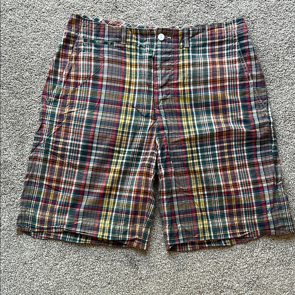 Polo by Ralph Lauren Vibrant Red and Yellow Plaid Flat Front Shorts